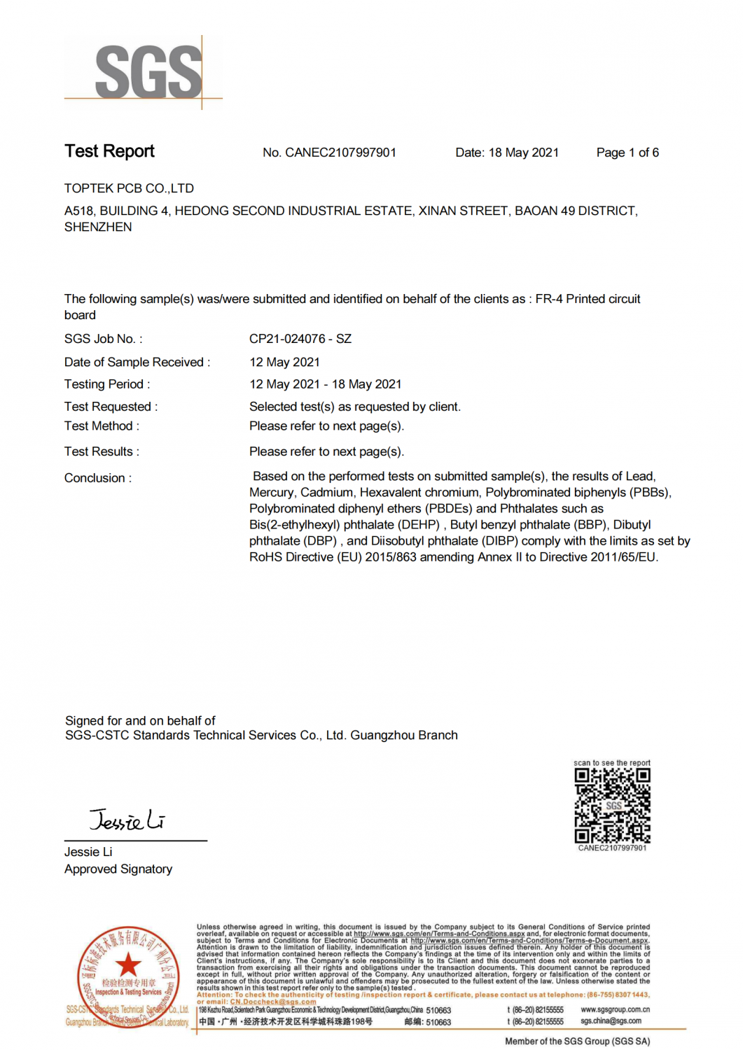 Certificate – Printed Circuit Boards ‖ Global PCB Solutions ‖ Toptek PCB